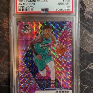 2019-20 Panini Mosaic Ja Morant Pink Camo Prizm Rookie Card #219 PSA 10 GEM MINT